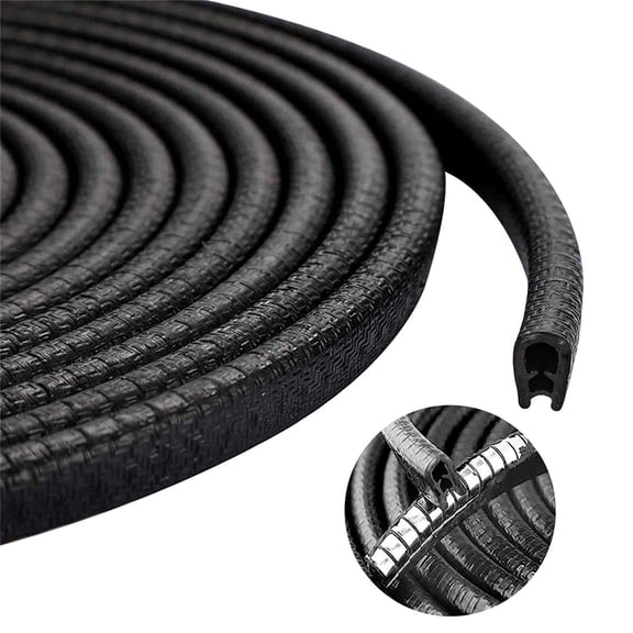 6M 10mm Black Adhesive - Free Car Door Bumper Seal Strip, Noise - Reducing and Waterproof Door Weather strip for Sedan, SUV, Business Van