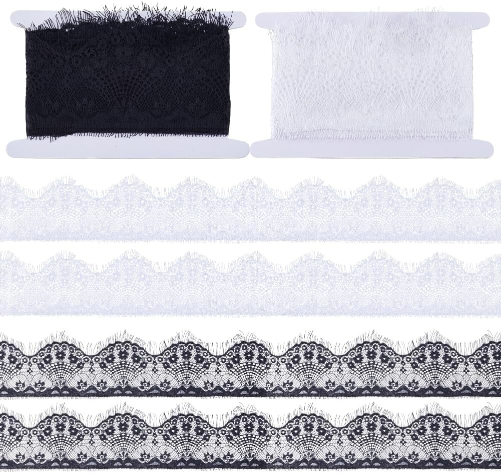 Garment Ribbon 6M 2 Colors Chinlon Eyelash Lace Ribbons Wavy Edge Flower Lace Ribbon ...