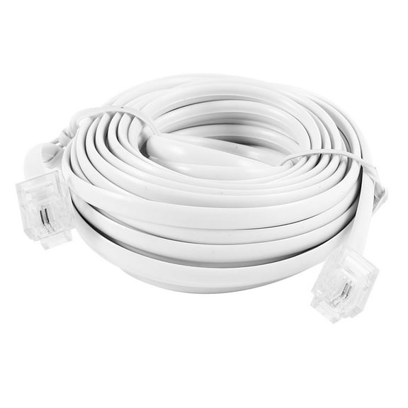 6M 20ft RJ11 6P2C Telephone Extension Cable Connector White