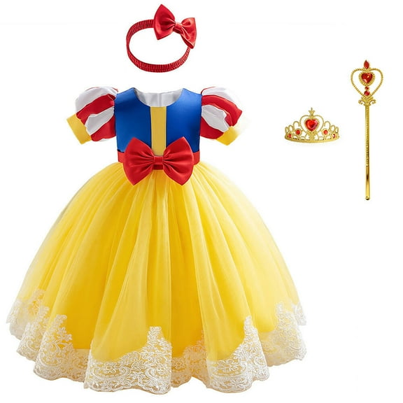 6M-3T Baby Girls Princess Dress with Headband Lace Halloween Birthday Dress Up