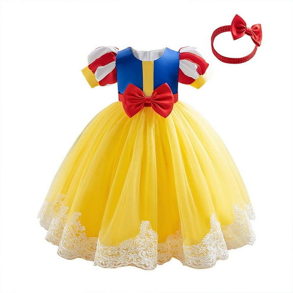 6M-3T Baby Girls Princess Dress with Headband Lace Halloween Birthday Dress Up
