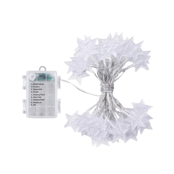 6M 40 LED Star String Lights Battery Operated Five Point Star Fairy Lights for Christmas Holiday Outdoor Indoor Decor