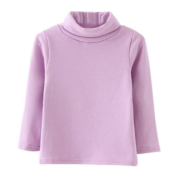 6M-4T Kids Baby Girls Stretch Cotton Long Sleeve Turtle Neck Basic Fall Warm T-Shirt Solid Tops