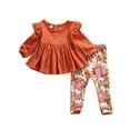 thumbnail image 1 of 6M-5Y Toddler Baby Kid Girls Flower Clothing Set Autumn Long Sleeve Ruffles Tops + Floral Pants Outfits, 1 of 6