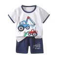 thumbnail image 1 of 6M-6 Years Toddler Baby Boys Outfit Shorts Set Printed Crew Neck Short Sleeve Top And Pleated Shorts Set Kids 2pcs Clothes, 1 of 3