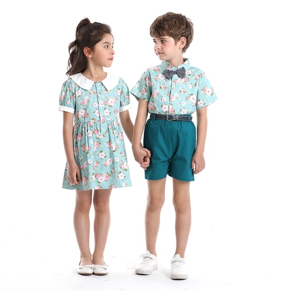 6M-6T Baby Boy Girl Brother And Sister Matching Outfits Kids Summer Clothes Girls Dress Boys Shorts Set