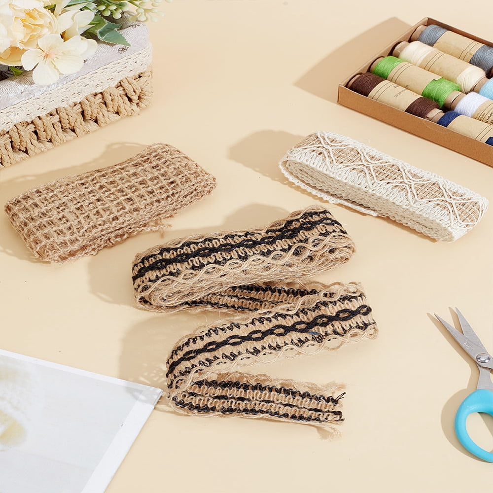 6M Burlap Jute Ribbon Hessian Ribbon Mixed Color Craft Decorative Trim ...