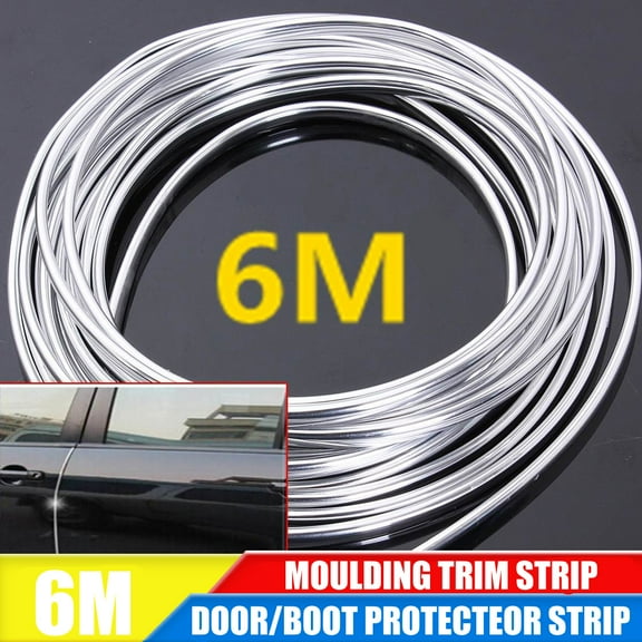 6M Car Door Chrome Moulding Trim Strip Edge Scratch Guard Protector Cover Strip Roll Chrome Styling Moulding Trim Strip