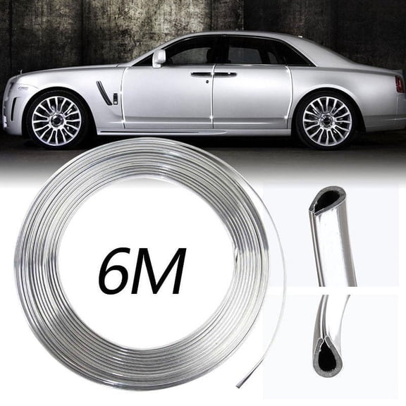 6M Chrome Mould Trim Strip Car Door Edge Air Vent Scratch Guard Protector-Cover
