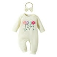 thumbnail image 1 of 6M Girl Winter Clothes 0-3 Months Girl Onesie Cute Floral Print Long Sleeve Girl Clothes Beige Jumpsuit For Baby One-Piece Romper, 1 of 8