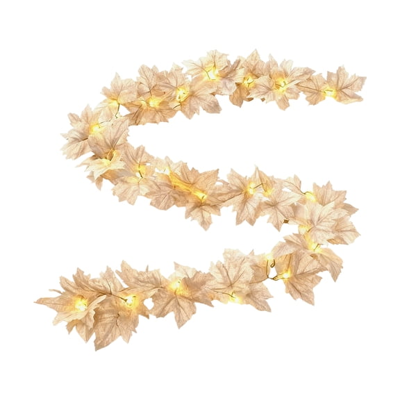 6M Maple Leaf Led String Lights, Thanksgiving Harvest Festival Holiday Decoration, Battery Operated With 30 Lighted Leaves, 8 Lighting Modes, Easy To Hang Indoor Outdoor