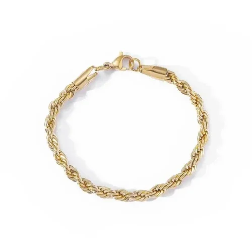 6MM 14K Yellow Gold  Chain Bracelet For Women Men Gold Color Twisted Rope Chain Bangle Fashion Never Fade Waterproof Jewelry