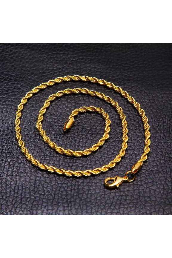 6MM 18K Yellow Gold Plated Twisted Wrest Rope Chain Necklace Mens Jewelry Gift