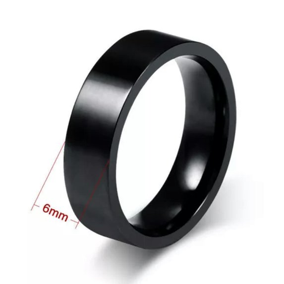 6MM/8MM Stainless Steel Black Plated Couple Rings Lovers Promised Band Size 5-12