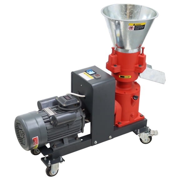 6MM Animal Feed Pellet Mill Machine Feed Granulator Three-head Pressure Roller 220V 3.5kw