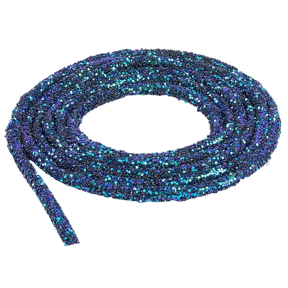 6MM Black Glitter Sequins Rope Sparkle Rhinestone String Plastic Tubular Round Cord Sequin Tube Metallic Trimming Ropes DIY