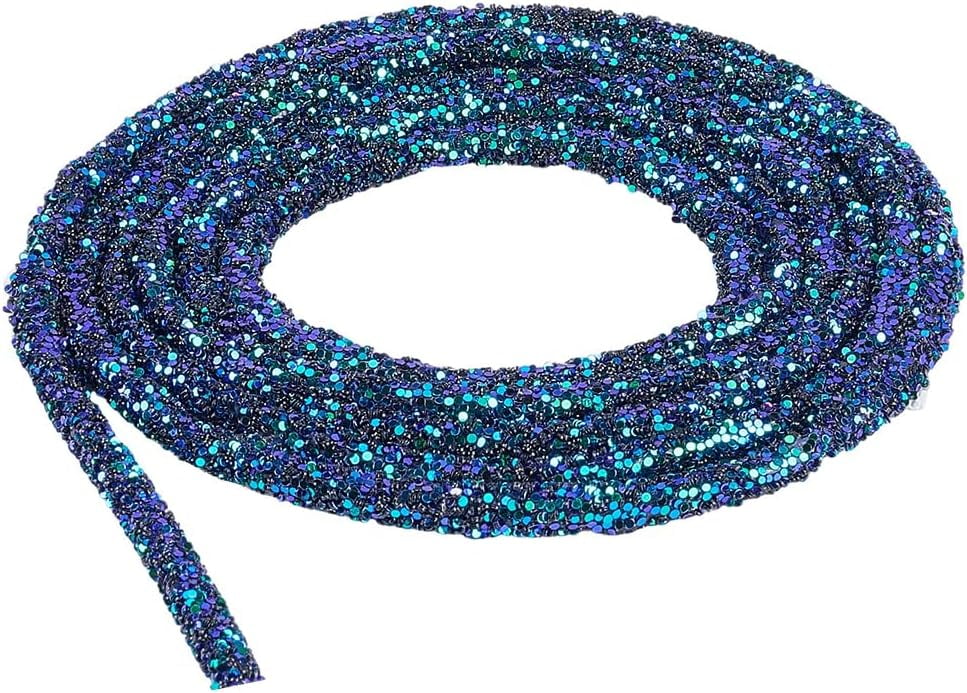 6MM Black Glitter Sequins Rope Sparkle Rhinestone String Plastic ...