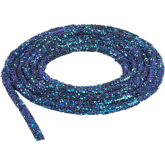 6MM Black Glitter Sequins Rope Sparkle Rhinestone String Plastic Tubular Round Cord Sequin Tube Metallic Trimming Ropes