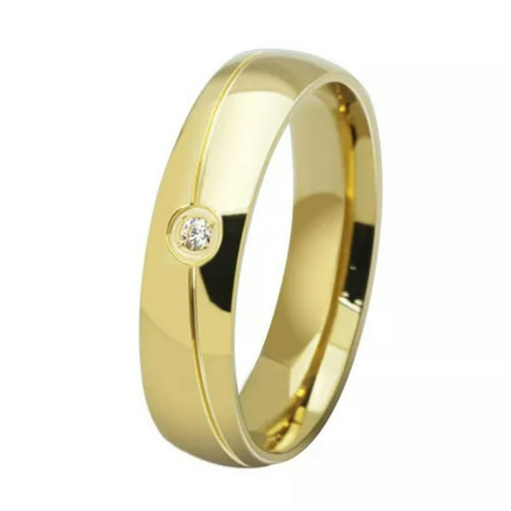 6MM Black/Gold/Silver CZ Band Men Women 316 Stainless Steel Wedding Ring Sz 6-12
