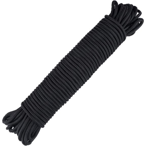 6MM Black Nylon Rope: Thick Nylon Washing Line 30M Solid Binding Hanging Twisted Cord, Heavy Duty Rope for Garden, Hammock, Camping Trips, Marine Rigging