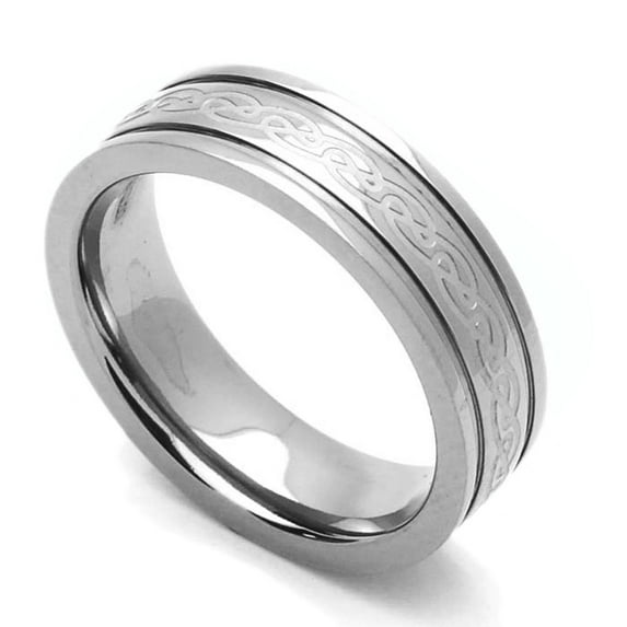 6MM Comfort Fit Titanium Wedding Band Celtic Knot Grooved Ring (Size 7 to 14)