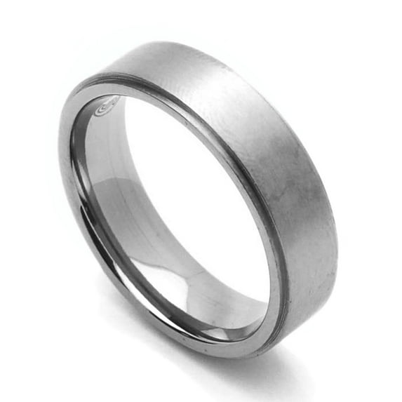 6MM Comfort Fit Titanium Wedding Band Satin Finished Ring (Size 7 to 14)