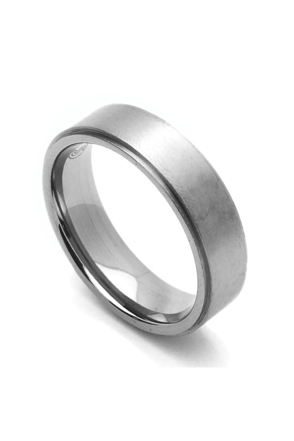 6MM Comfort Fit Titanium Wedding Band Satin Finished Ring (Size 7 to 14)