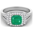 thumbnail image 1 of 6MM Cushion Natural Emerald 925 Sterling Silver Solitaire with Accent Women Valentines Day Gifts Ring, 1 of 3