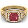 thumbnail image 1 of 6MM Cushion Ruby Glass Filled Split Shank Solitaire 925 Sterling Silver Gold Vermeil Valentines Day Gifts Ring, 1 of 3