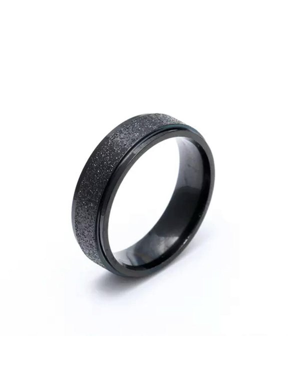 6MM Frosted Black Titanium Steel Band Women's Wedding Matte Party Ring Size 6-13