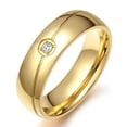 thumbnail image 1 of 6MM Gold Plated Wedding CZ Band Men Women Stainless Steel Wedding Ring Size 6-13, 1 of 5