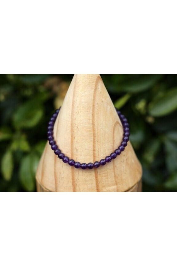 6MM Handmade Genuine Amethyst Round Bead Balance Healing Reiki Chakra Bracelet