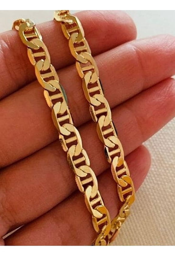 6MM Mariner Mariner Link Necklace 24'' 18K Gold Filled
