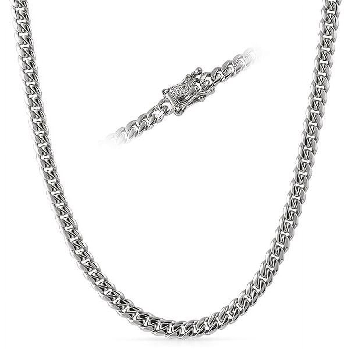 6MM Miami Cuban Chain Stainless Steel Triple Lock - Walmart.com