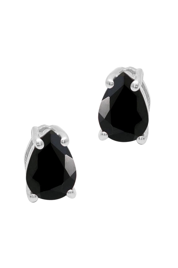 6MM Pear Cut Black Spinel Tiny Stud 925 Sterling Silver Solitaire Women Earrings