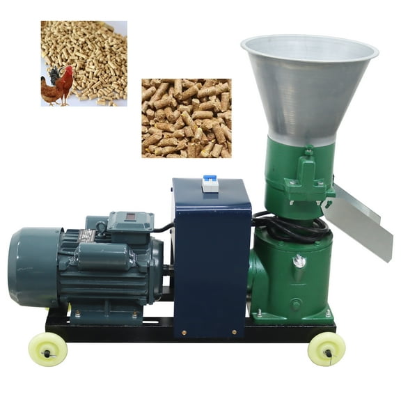6MM Plate Chicken Feed Pellet Mill Machine Double-Head Roller Commercial Home 80-120KG/H 220V 3KW
