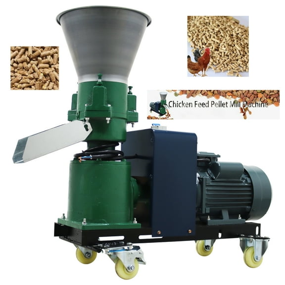 6MM Plate Chicken Feed Pellet Mill Machine Three-Head Roller Commercial Home 120-150KG/H 220V 4.5KW