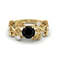 thumbnail image 1 of 6MM Round Black Spinel 925 Silver Yellow Plated Solitaire Women Classic Valentines Day Gifts Ring, 1 of 4