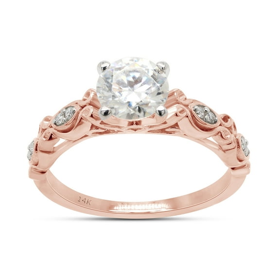 6MM Round Cut Lab Created Moissanite Diamond Solitaire Filigree Promise Wedding Engagement Ring For Women In 14K Solid Rose Gold (G-H Color, VVS1 Clarity, 0.85 Cttw)-4