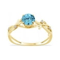 thumbnail image 1 of AFFY 6MM Round Cut Simulated Aquamarine & White Cubic Zirconia Floral Ring 14k Yellow Gold Over Sterling Silver Ring Size-7.5, 1 of 6
