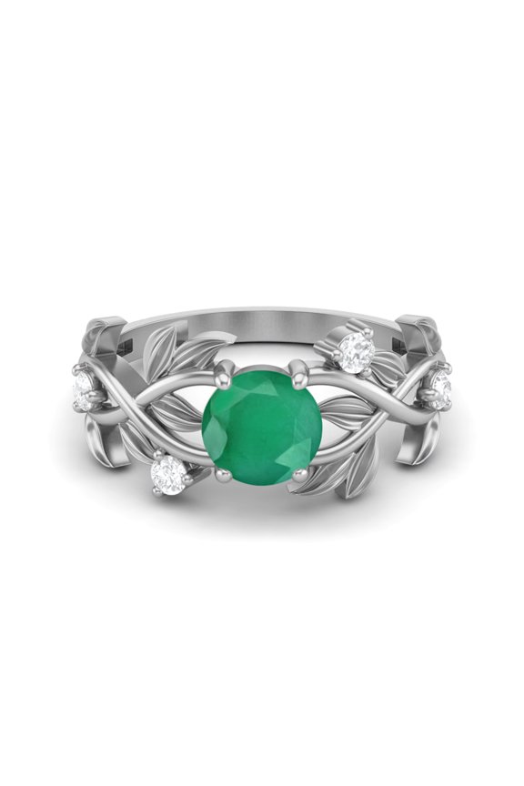 6MM Round Emerald 925 Silver Solitaire Women Valentines Day Gifts Classic Valentines Day Gifts Designer Ring