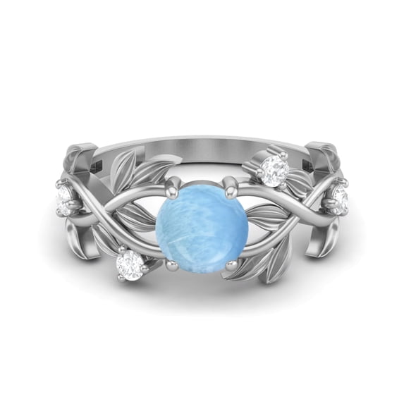 Mooneye 6mm Round Larimar 925 Sterling Silver Solitaire Women Classic Engagement Designer Ring