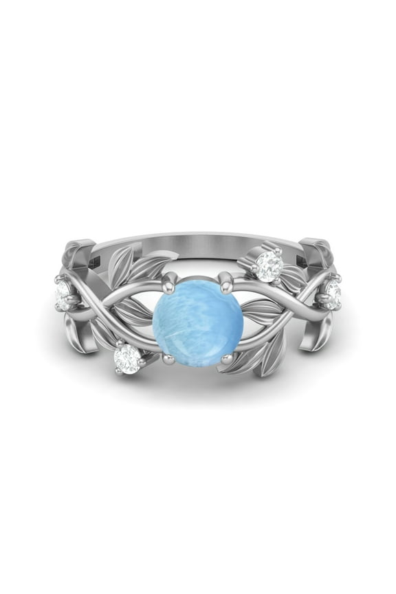 6MM Round Larimar 925 Silver Solitaire Women Valentines Day Gifts Classic Valentines Day Gifts Designer Ring