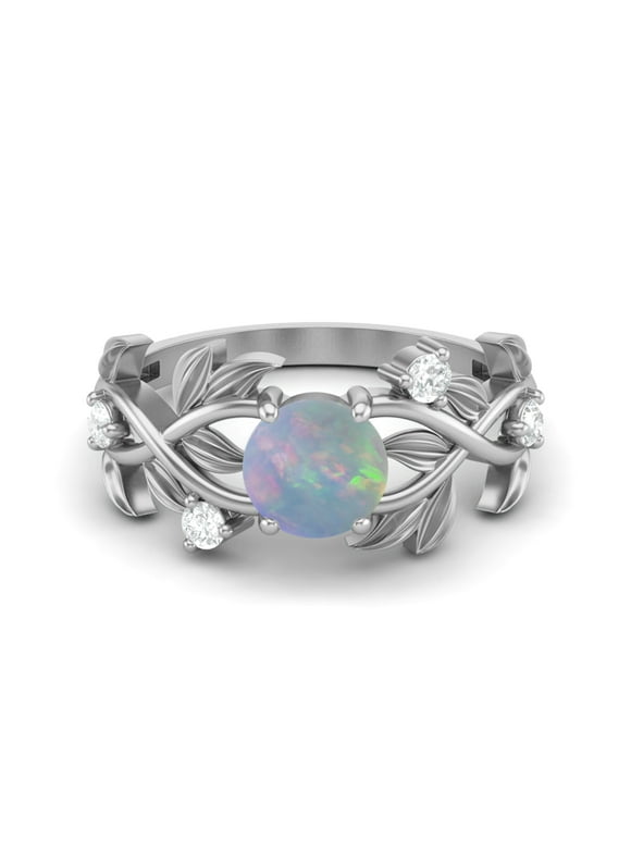 6MM Round Opal 925 Silver Solitaire Women Valentines Day Gifts Classic Valentines Day Gifts Designer Ring