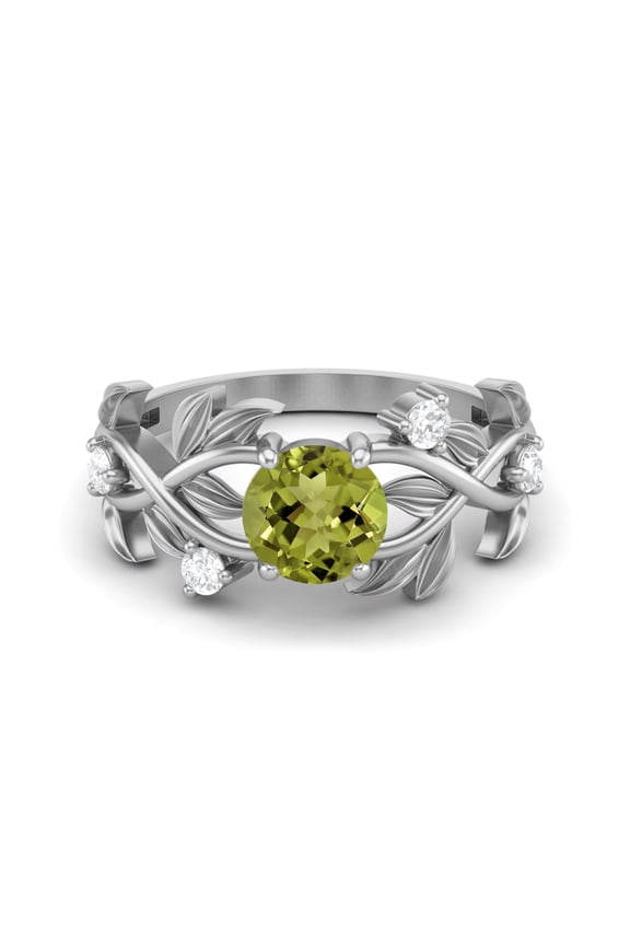 6MM Round Peridot 925 Silver Solitaire Women Mother's Day Gift Classic Mother's Day Gift Designer Ring