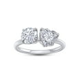 thumbnail image 1 of 6MM Round Shape & 6.5MM Heart Cut Lab Created Moissanite Diamond Toi Et Moi 2-Stone Engagement Wedding Ring For Women 14K White Gold Over Sterling Silver(G-H/VVS1, 1.66 Cttw)-6.5, 1 of 8