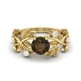 thumbnail image 1 of 6MM Round Smoky Quartz 925 Silver Yellow Plated Solitaire Women Classic Mother's Day Gift Ring, 1 of 4