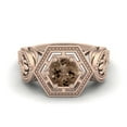 thumbnail image 1 of 6MM Round Smoky Quartz 925 Sterling Silver Rose Vermeil Hexagon Shape Geometric Valentines Day Gifts Ring, 1 of 3