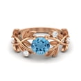 thumbnail image 1 of 6MM Round Swiss Blue Topaz 925 Silver Rose Plated Solitaire Women Valentines Day Gifts Ring, 1 of 4