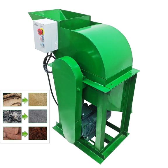 6MM Screen Soil Grinder Organic Fertilizer Crusher Machine with Emergency Stop Switch 220V